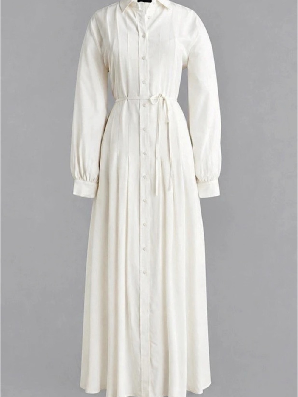 J. Crew Long-Sleeve Cinch Waist Maxi Shirtdress White (Ivory)